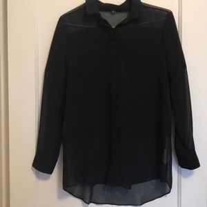 NWOT Oversized sheer black button up shirt